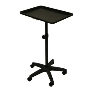 Extra Large Steel Single-Post Mayo Instrument Stand & Work Tray - Matte Black