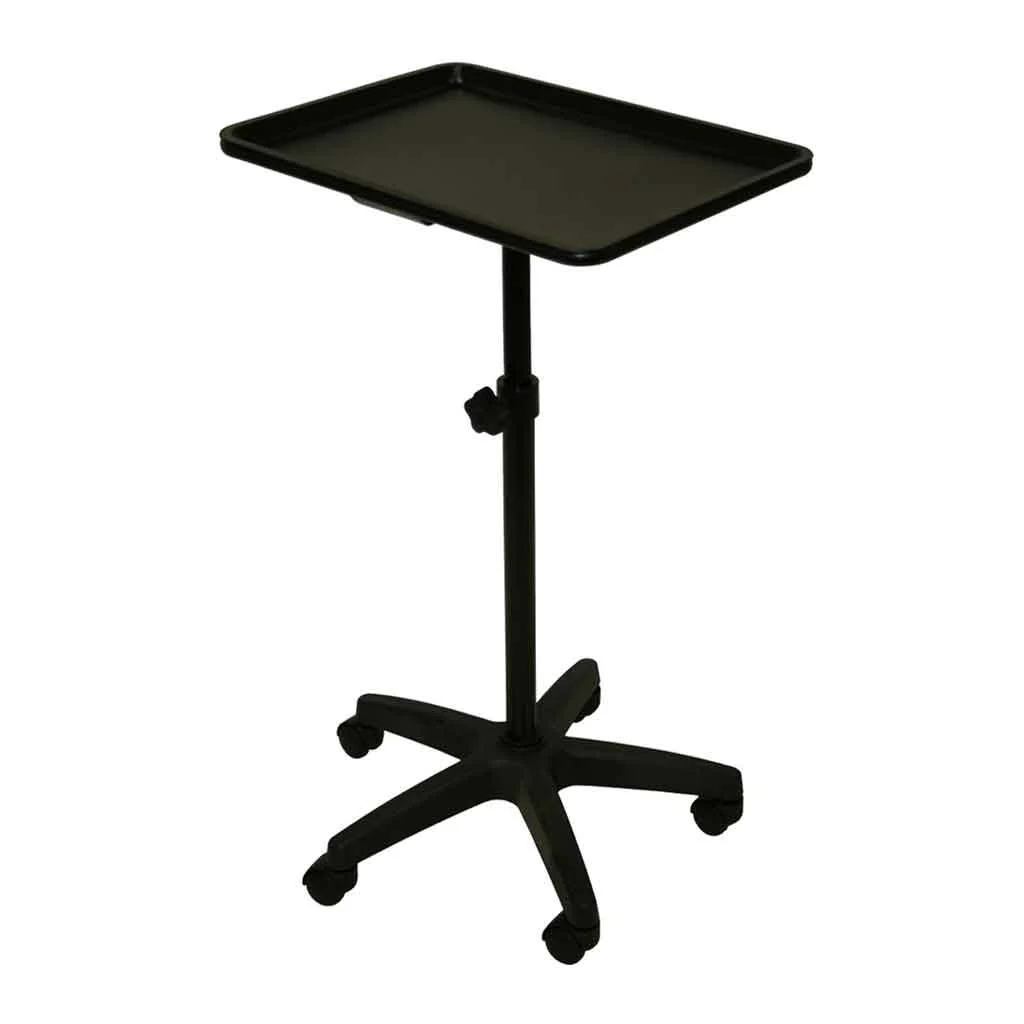 Extra Large Steel Single-Post Mayo Instrument Stand & Work Tray - Inkbed Extra Large Steel Single-Post Mayo Instrument Stand & Work Tray - Matte Black