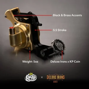Kingpin Aria Deluxe Rotary Machine - 3.5mm stroke - Aluminum & Brass 3 Kingpin Aria Deluxe Rotary Machine - 3.5mm stroke - Aluminum & Brass with labeling