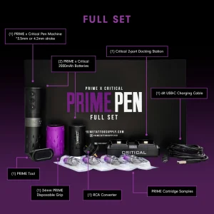 PRIME x Critical Pen Wireless Tattoo Machine - full set with labeling
